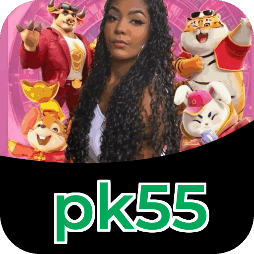 Interface do aplicativo pk55 mostrando jogos disponíveis no iOS e Android